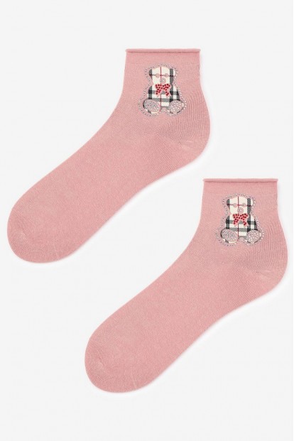 Женские хлопковые носки с аппликацией мишка Тэдди со стразами Marilyn Fashion teddy  - фото 1