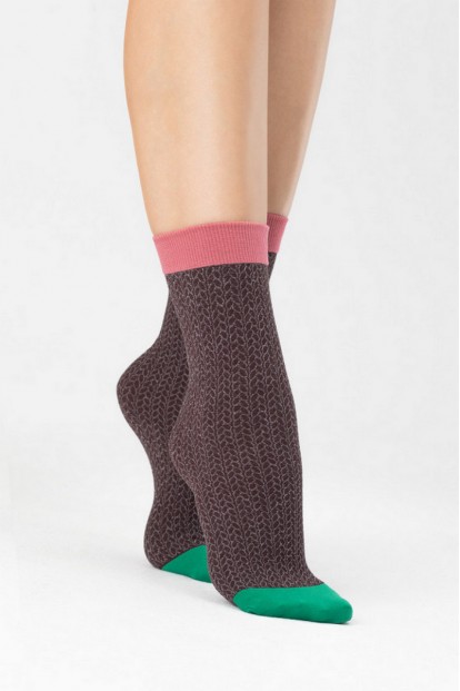 Женские высокие носки с разноцветной отделкой Fiore 1140/g remix 80 den  - фото 1