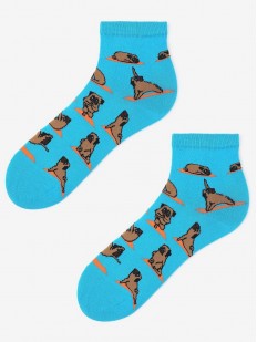 Голубые женские носочки с рисунком собачки
