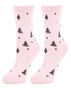 Высокие женские носки с елочками и серебистым люрексом