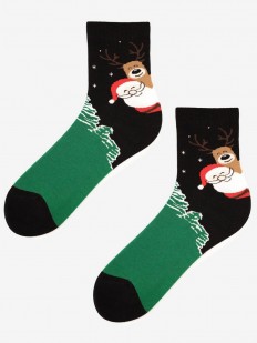 Черно-зеленые новогодние носки