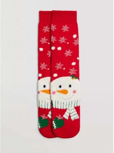Женские красные носки со снеговиком 2 пары