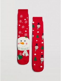 Мужские красные носки со снеговиком 2 пары 