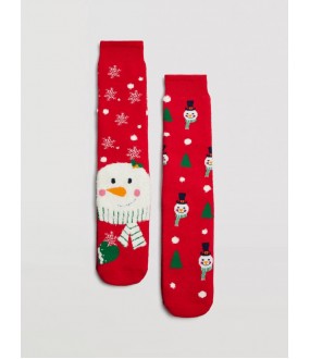 Мужские красные носки со снеговиком 2 пары 