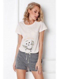 Хлопковая женская пижама с шортами и футболкой с принтом сова