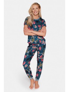 Женская пижама с цветочным принтом: брюки и футболка из вискозы
