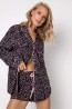 Женская вискозная пижама с рубашкой на пуговицах и шортами  Aruelle Bernadette black 22/23  - фото 2