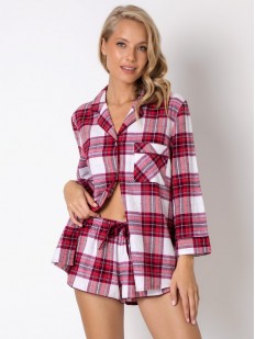 Фленелевая пижама с рубашкой и шортами