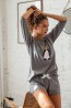 Серая женская пижама с шортами и принтом пингвин Sensis GOLDEN - фото 3