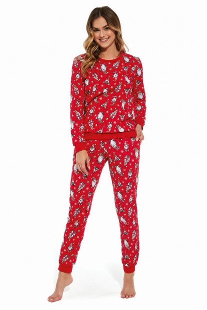 Женская хлопковая пижама с брюками и лонгсливом Cornette 163 gnomes 3 красная - фото 1