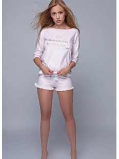 Хлопковая женская пижама с шортами и кофтой