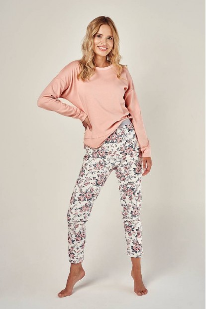 Женский хлопковый пижамный комплект с брюками и лонгсливом Taro 2997 aw23/24 poppy  - фото 1