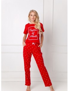 Красная хлопковая женская пижама со штанами