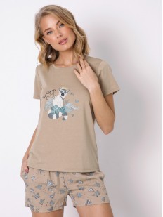 Трикотажная пижама из футболки и шорт с принтом