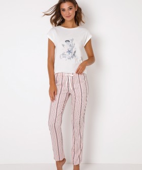 Женская пижама из футболки с принтом и брюк на шнурке
