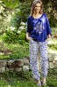 Свободная женская трикотажная пижама с принтованными штанами KEY LHS 830 - фото 1