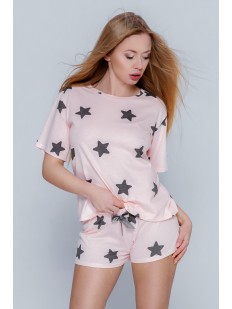 Женская пижама с шортами и футболкой из хлопка со звездами