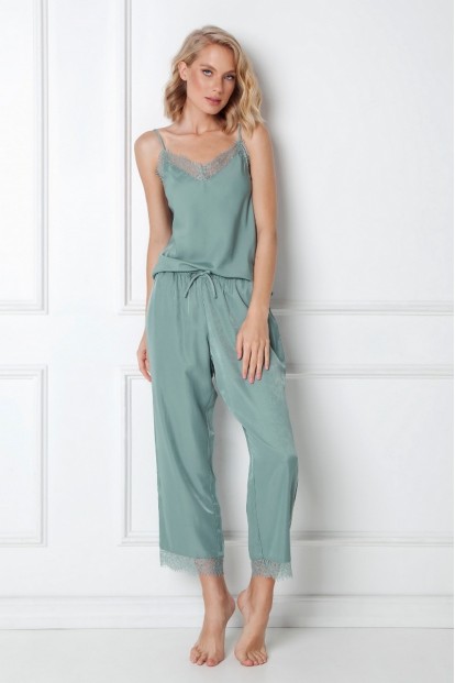 Женская пижама мятного цвета с брюками Aruelle EMERY - фото 1