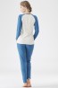 Женская хлопковая синяя пижама со штанами и принтом KEY LNS 590 18/19 - фото 2