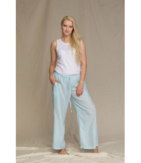Женская летняя пижама с широкими брюками из вискозы