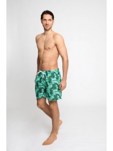 Зеленые мужские шорты для пляжа с пальмовым принтом