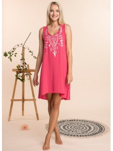 Летнее женское домашнее розовое платье из вискозы