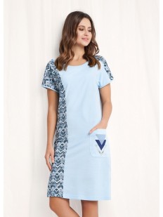 Женская ночная сорочка с карманом и геометрическим принтом