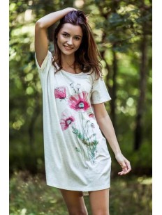 Белая сорочка с цветочным принтом маки