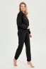 Женский черный хлопковый костюм для дома брюки и кофта с длинным рукавом Taro 3004 aw23/24 lia  - фото 2