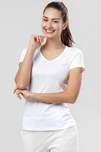 Хлопковая женская футболка с v-вырезом OXOUNO 0816 - фото 1