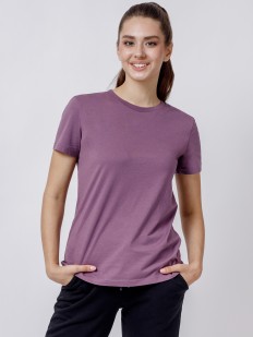 Женская сиреневая футболка из хлопка с круглым вырезом