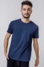 Синяя мужская футболка из хлопка с круглым вырезом OXOUNO 0898 - фото 1