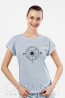 Женская хлопковая футболка с геометрическим рисунком Oxouno 0296-156 kulir 03 - фото 1