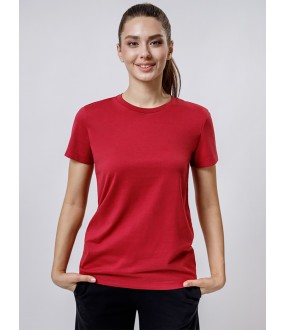 Женская классическая красная футболка из хлопка без рисунка