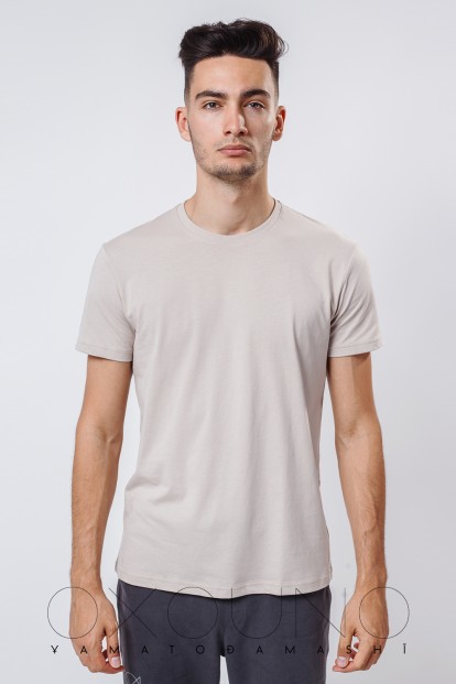 Мужская хлопковая футболка с круглым вырезом Oxouno 0587 kulir - фото 1