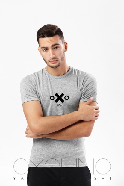 Мужская облегающая хлопковая футболка с круглым вырезом Oxouno 0059-159 kulir - фото 1