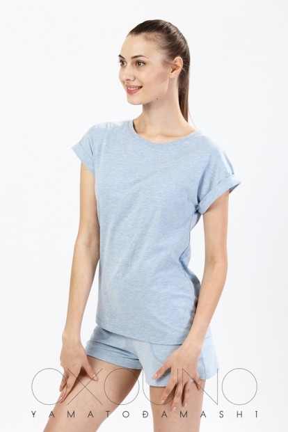Женская хлопковая футболка с коротким рукавом с отворотами Oxouno 0296 - фото 1