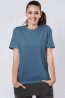Женская однотонная синяя футболка бойфренд из хлопка OXOUNO 0996 - фото 2