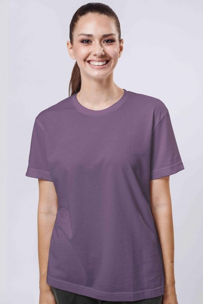 Женская свободная фиолетовая футболка бойфренд из хлопка OXOUNO 0924 - фото 1