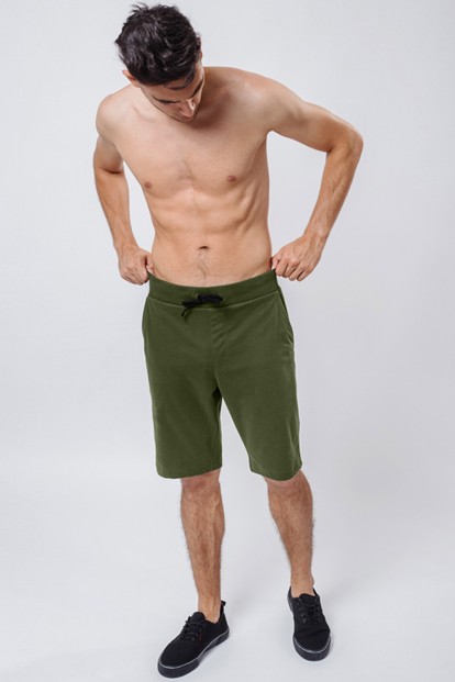 Зеленые мужские шорты бермуды из хлопка OXOUNO 1036 - фото 1