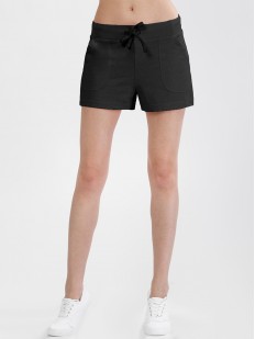 Короткие женские черные шорты из хлопка с карманами