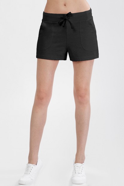 Короткие женские черные шорты из хлопка OXOUNO 1050 - фото 1