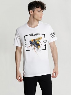 Мужская футболка из хлопка с принтом пчела