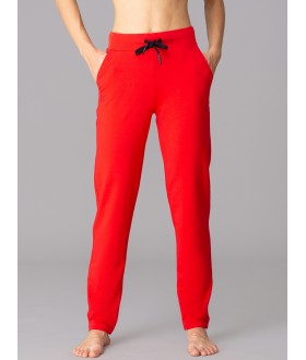 Красные женские брюки из трикотажного футера