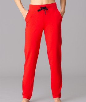 Красные женские брюки из трикотажного футера