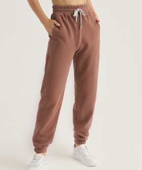 Светло-коричневые женские брюки из футера