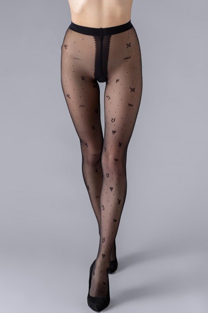 Колготки женские черного цвета без шортиков с рисунком Giulia Insomnia 20 den - фото 1