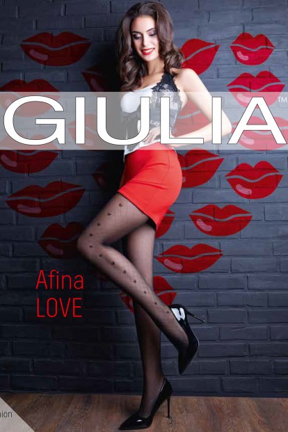 Колготки 40 ден с рисунком в сетку и сердечки Giulia AFINA LOVE 01 - фото 1