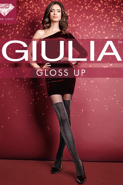 Блестящие колготки с имитацией чулок 60 ден Giulia GLOSS UP 02 - фото 1