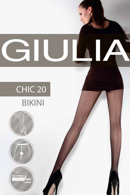 Шелковистые колготки со швом и кружевными трусиками Giulia CHIC 20 Bikini - фото 1